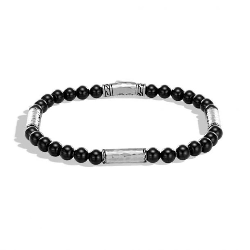 John Hardy Black Onyx Bead and Sterling Silver Bracelet - 8 inch